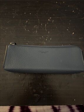 Coach Navy Pebbled Leather Zip Pouch